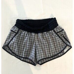 Lululemon Tracker Short II Giant Houndstooth Gray Black Lined Running Sz 10 RARE